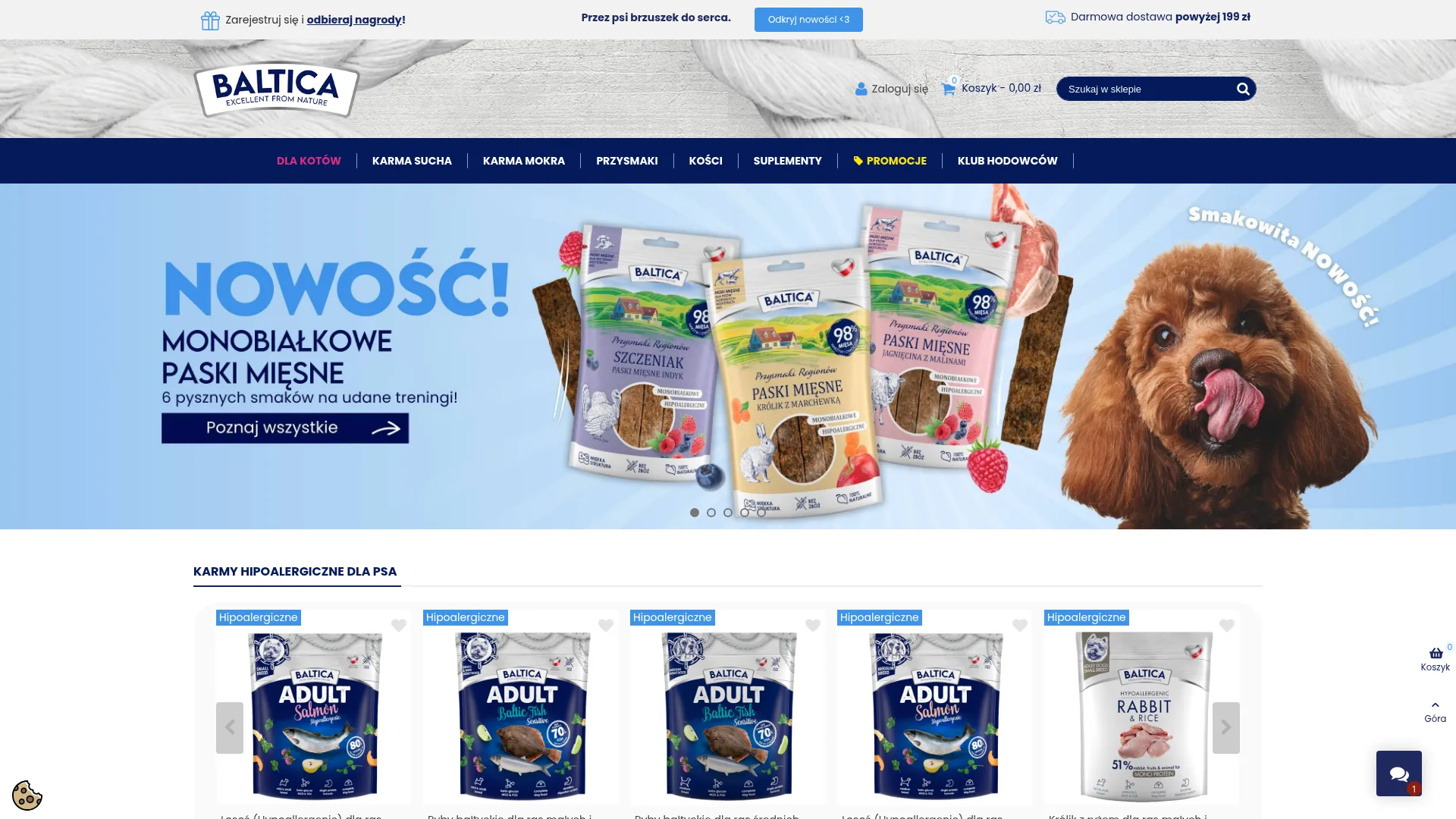 Zrzut ekranu strony Baltica Pet Food Sp. z o.o.