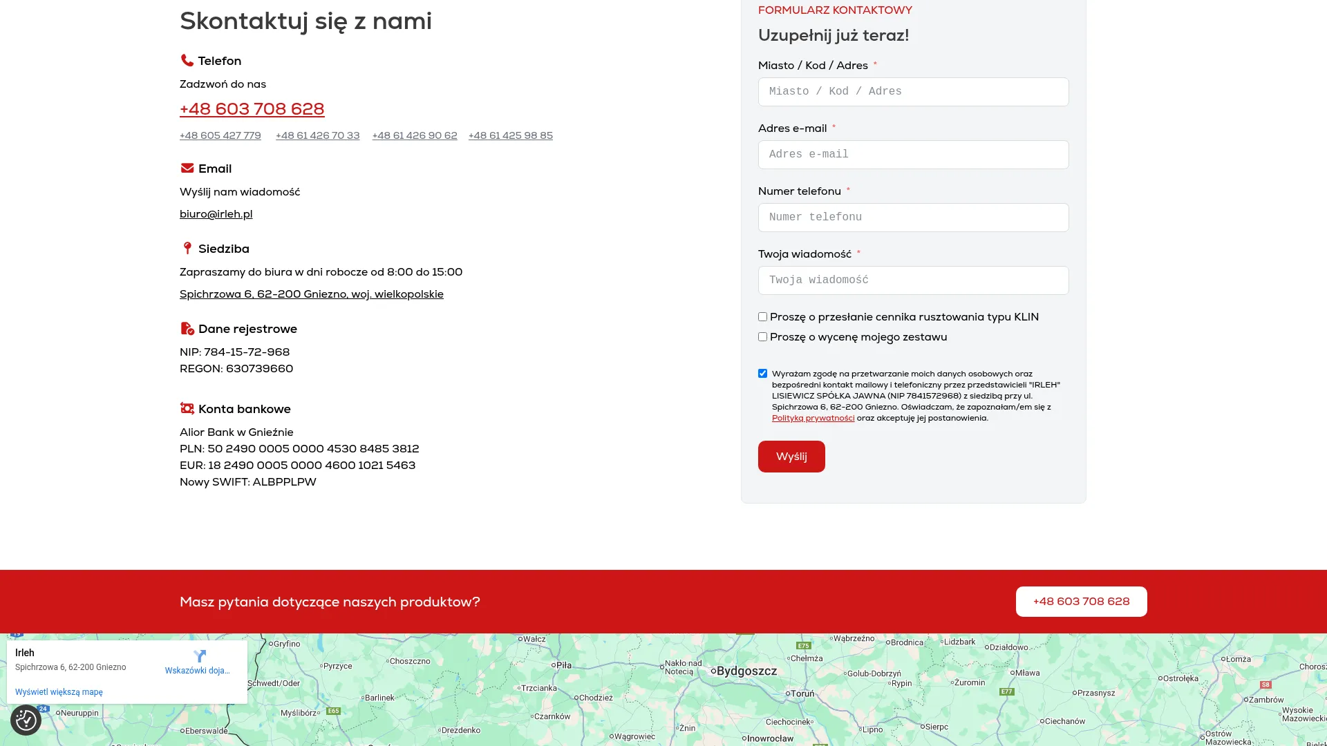 Zrzut ekranu strony IRLEH